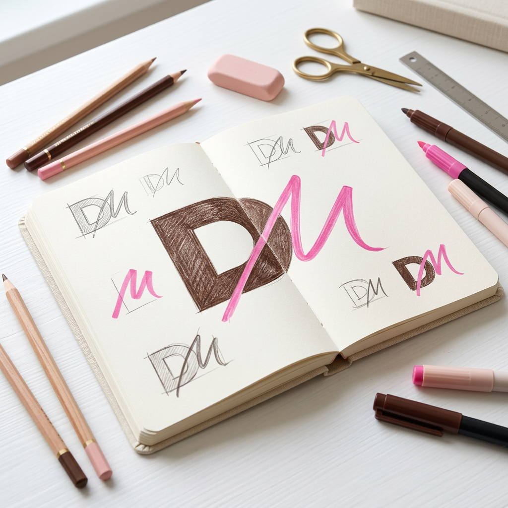 Logo and branding design service visual for Design by Maria